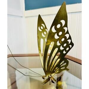 Vintage Solid Brass Butterfly Wall Décor – 7.5” Tall – Mid Century Style